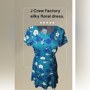 J. Crew Teal and Blue Floral Dress